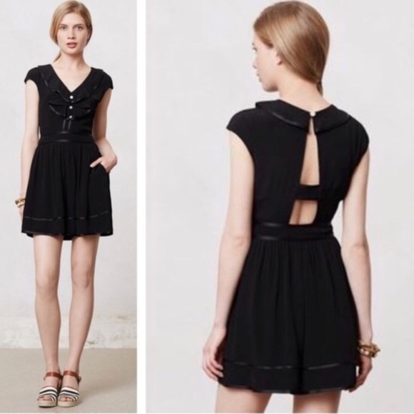 Anthropologie Pants - Anthropologie Elevenses Black Ruffle Lexa Romper